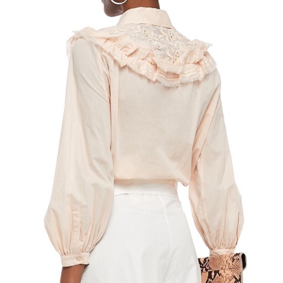 See by Chloe COTTON VOILE BLOUSE WITH LACE IN PINK - Picture 2 of 8